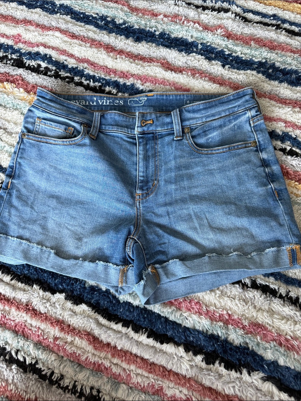 Vineyard Vines Light Blue Denim Cuffed Cutoff Shorts